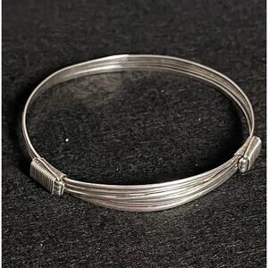 Sterling Silver 925 Elephant Hair Knot Style Triple Bangle Art Deco 13 g 8.25"